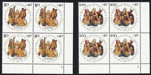 BUND 1993 Michel-Nummer 1707-1708 postfrisch SATZ(2) BLÖCKE ECKRAND unten rechts (FN)