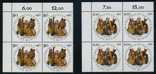 BUND 1993 Michel-Nummer 1707-1708 postfrisch SATZ(2) BLÖCKE ECKRAND oben links
