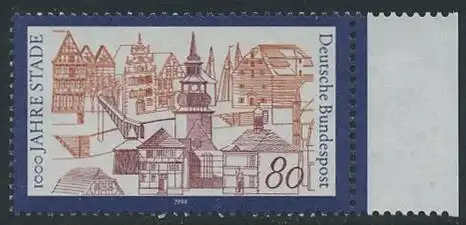 BUND 1994 Michel-Nummer 1709 postfrisch EINZELMARKE RAND rechts