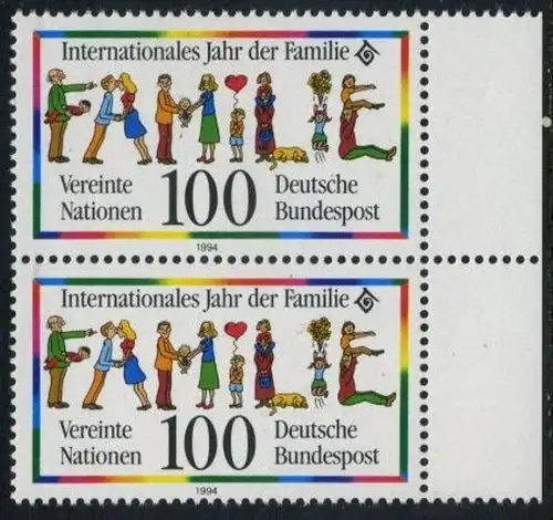 BUND 1994 Michel-Nummer 1711 postfrisch vert.PAAR RAND rechts