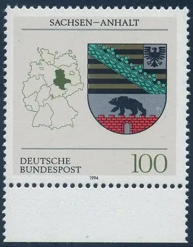 BUND 1994 Michel-Nummer 1714 postfrisch EINZELMARKE RAND unten