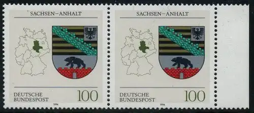 BUND 1994 Michel-Nummer 1714 postfrisch horiz.PAAR RAND rechts