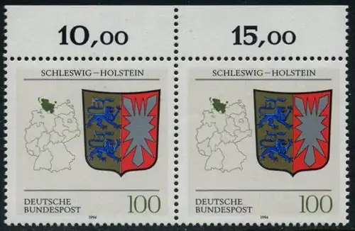 BUND 1994 Michel-Nummer 1715 postfrisch horiz.PAAR RAND oben