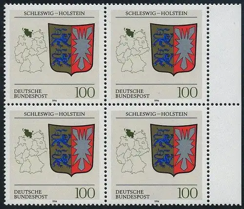 BUND 1994 Michel-Nummer 1715 postfrisch BLOCK RÄNDER rechts