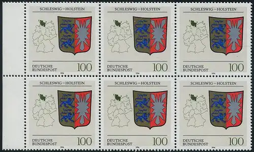 BUND 1994 Michel-Nummer 1715 postfrisch horiz.BLOCK(6) RÄNDER links