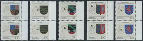 BUND 1994 Michel-Nummer 1712-1716 postfrisch SATZ(5) vert.PAARE RÄNDER rechts