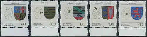 BUND 1994 Michel-Nummer 1712-1716 postfrisch SATZ(5) EINZELMARKEN RÄNDER unten