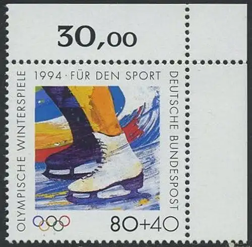 BUND 1994 Michel-Nummer 1717 postfrisch EINZELMARKE ECKRAND oben rechts