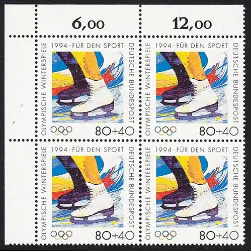 BUND 1994 Michel-Nummer 1717 postfrisch BLOCK ECKRAND oben links