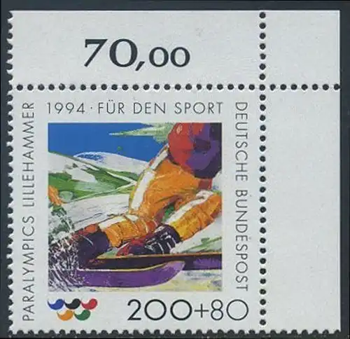 BUND 1994 Michel-Nummer 1720 postfrisch EINZELMARKE ECKRAND oben rechts