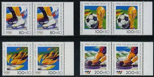 BUND 1994 Michel-Nummer 1717-1720 postfrisch SATZ(4) horiz.PAARE RÄNDER rechts