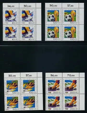 BUND 1994 Michel-Nummer 1717-1720 postfrisch SATZ(4) BLÖCKE ECKRAND oben rechts