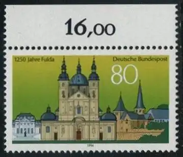 BUND 1994 Michel-Nummer 1722 postfrisch EINZELMARKE RAND oben