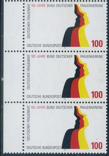 BUND 1994 Michel-Nummer 1723 postfrisch vert.STRIP(3) RAND links