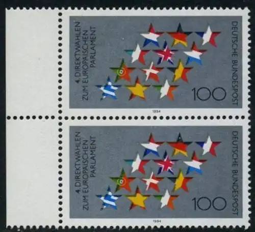 BUND 1994 Michel-Nummer 1724 postfrisch vert.PAAR RAND links