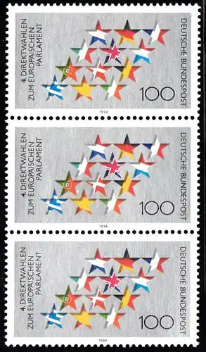 BUND 1994 Michel-Nummer 1724 postfrisch vert.STRIP(3)
