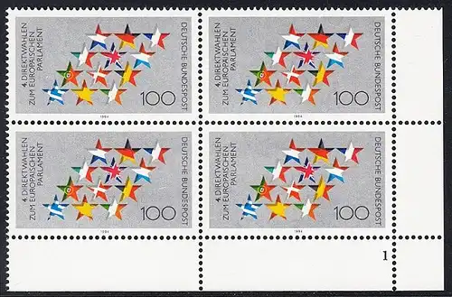 BUND 1994 Michel-Nummer 1724 postfrisch BLOCK ECKRAND unten rechts (FN)