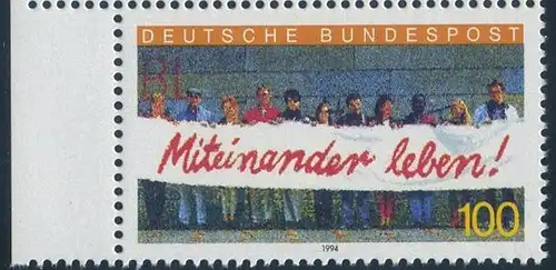BUND 1994 Michel-Nummer 1725 postfrisch EINZELMARKE RAND links