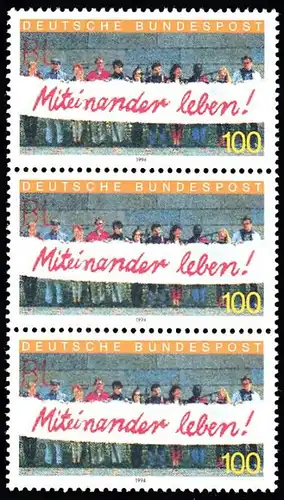 BUND 1994 Michel-Nummer 1725 postfrisch vert.STRIP(3)