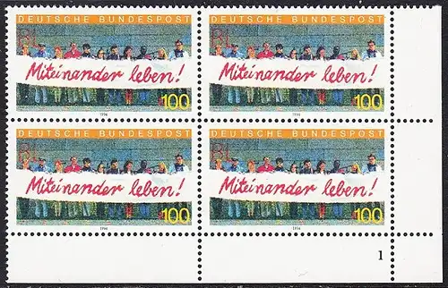BUND 1994 Michel-Nummer 1725 postfrisch BLOCK ECKRAND unten rechts (FN)