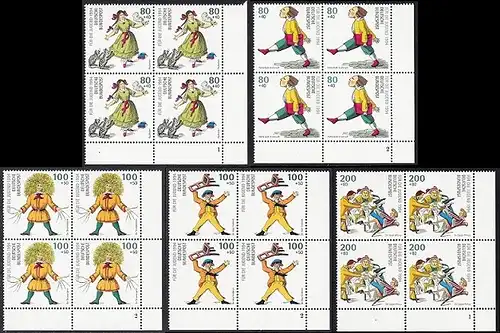 BUND 1994 Michel-Nummer 1726-1730 postfrisch SATZ(5) BLÖCKE ECKRAND unten rechts (FN)