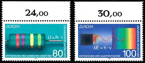 BUND 1994 Michel-Nummer 1732-1733 postfrisch SATZ(2) EINZELMARKEN RÄNDER oben (b)