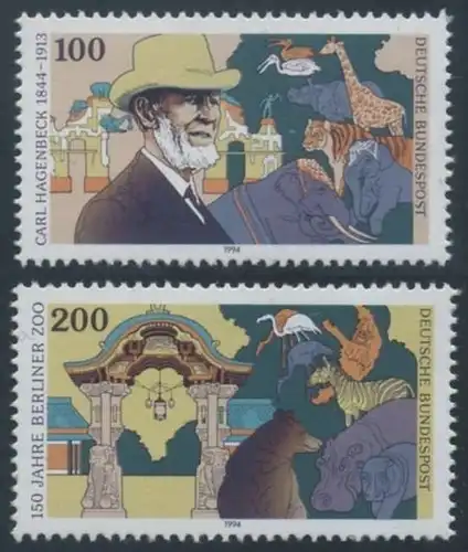 BUND 1994 Michel-Nummer 1734-1735 postfrisch SATZ(2) EINZELMARKEN