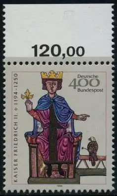 BUND 1994 Michel-Nummer 1738 postfrisch EINZELMARKE RAND oben (a)