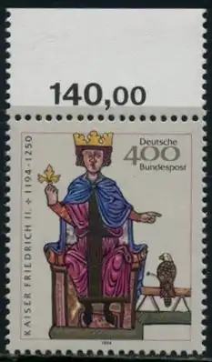 BUND 1994 Michel-Nummer 1738 postfrisch EINZELMARKE RAND oben (b)