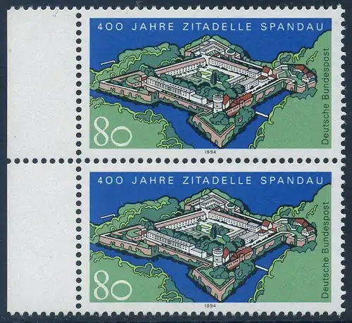 BUND 1994 Michel-Nummer 1739 postfrisch vert.PAAR RAND links