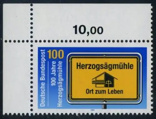 BUND 1994 Michel-Nummer 1740 postfrisch EINZELMARKE ECKRAND oben links