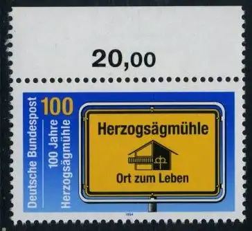BUND 1994 Michel-Nummer 1740 postfrisch EINZELMARKE RAND oben (a)