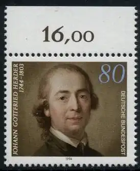 BUND 1994 Michel-Nummer 1747 postfrisch EINZELMARKE RAND oben (a)