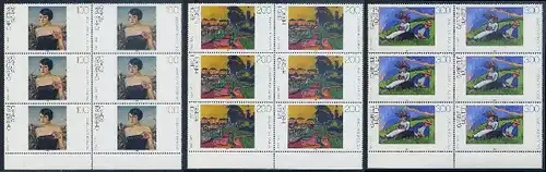 BUND 1994 Michel-Nummer 1748-1750 postfrisch SATZ(3) vert.BLÖCKE(6) RÄNDER unten