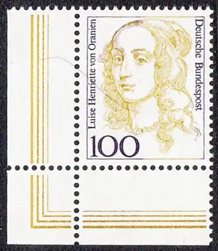 BUND 1994 Michel-Nummer 1756 postfrisch EINZELMARKE ECKRAND unten links