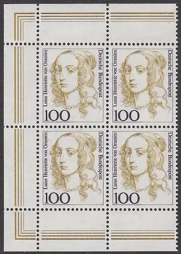 BUND 1994 Michel-Nummer 1756 postfrisch BLOCK ECKRÄNDER oben links/unten links