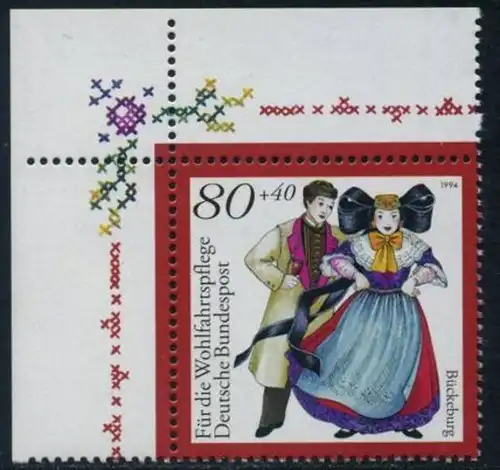 BUND 1994 Michel-Nummer 1757 postfrisch EINZELMARKE ECKRAND oben links