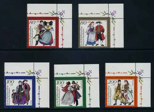 BUND 1994 Michel-Nummer 1757-1761 postfrisch SATZ(5) EINZELMARKEN ECKRÄNDER oben rechts