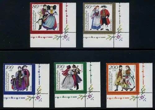 BUND 1994 Michel-Nummer 1757-1761 postfrisch SATZ(5) EINZELMARKEN ECKRÄNDER unten rechts