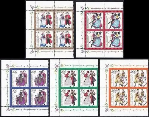 BUND 1994 Michel-Nummer 1757-1761 postfrisch SATZ(5) BLÖCKE ECKRÄNDER oben links/unten links