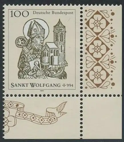 BUND 1994 Michel-Nummer 1762 postfrisch EINZELMARKE ECKRAND unten rechts