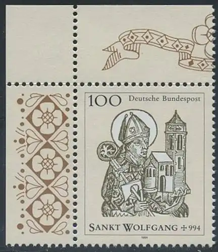 BUND 1994 Michel-Nummer 1762 postfrisch EINZELMARKE ECKRAND oben links