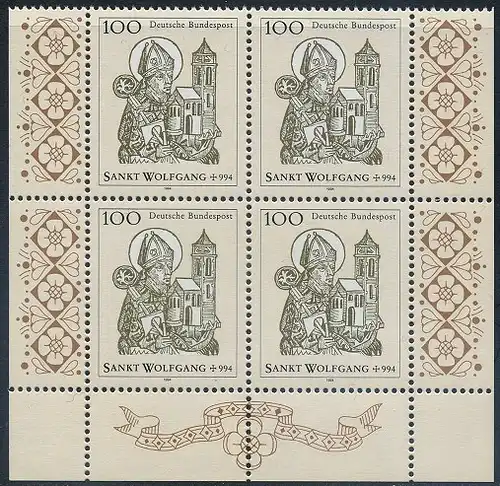 BUND 1994 Michel-Nummer 1762 postfrisch BLOCK ECKRÄNDER unten rechts/unten links
