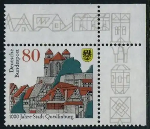 BUND 1994 Michel-Nummer 1765 postfrisch EINZELMARKE ECKRAND oben rechts