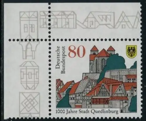 BUND 1994 Michel-Nummer 1765 postfrisch EINZELMARKE ECKRAND oben links