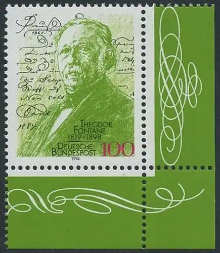 BUND 1994 Michel-Nummer 1767 postfrisch EINZELMARKE ECKRAND unten rechts