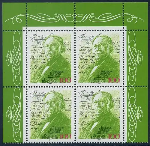 BUND 1994 Michel-Nummer 1767 postfrisch BLOCK ECKRÄNDER oben rechts/oben links