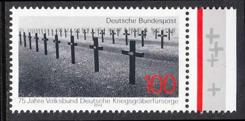 BUND 1994 Michel-Nummer 1768 postfrisch EINZELMARKE RAND rechts (a)