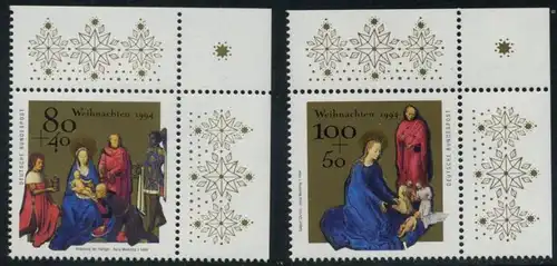 BUND 1994 Michel-Nummer 1770-1771 postfrisch SATZ(2) EINZELMARKEN ECKRÄNDER oben rechts