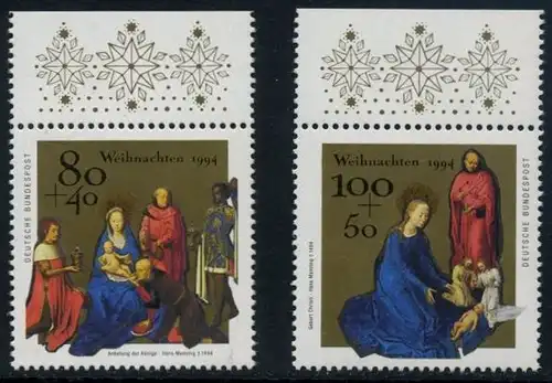 BUND 1994 Michel-Nummer 1770-1771 postfrisch SATZ(2) EINZELMARKEN RÄNDER oben